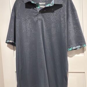 Elegant Floral Patterned Polo Shirt in Gray